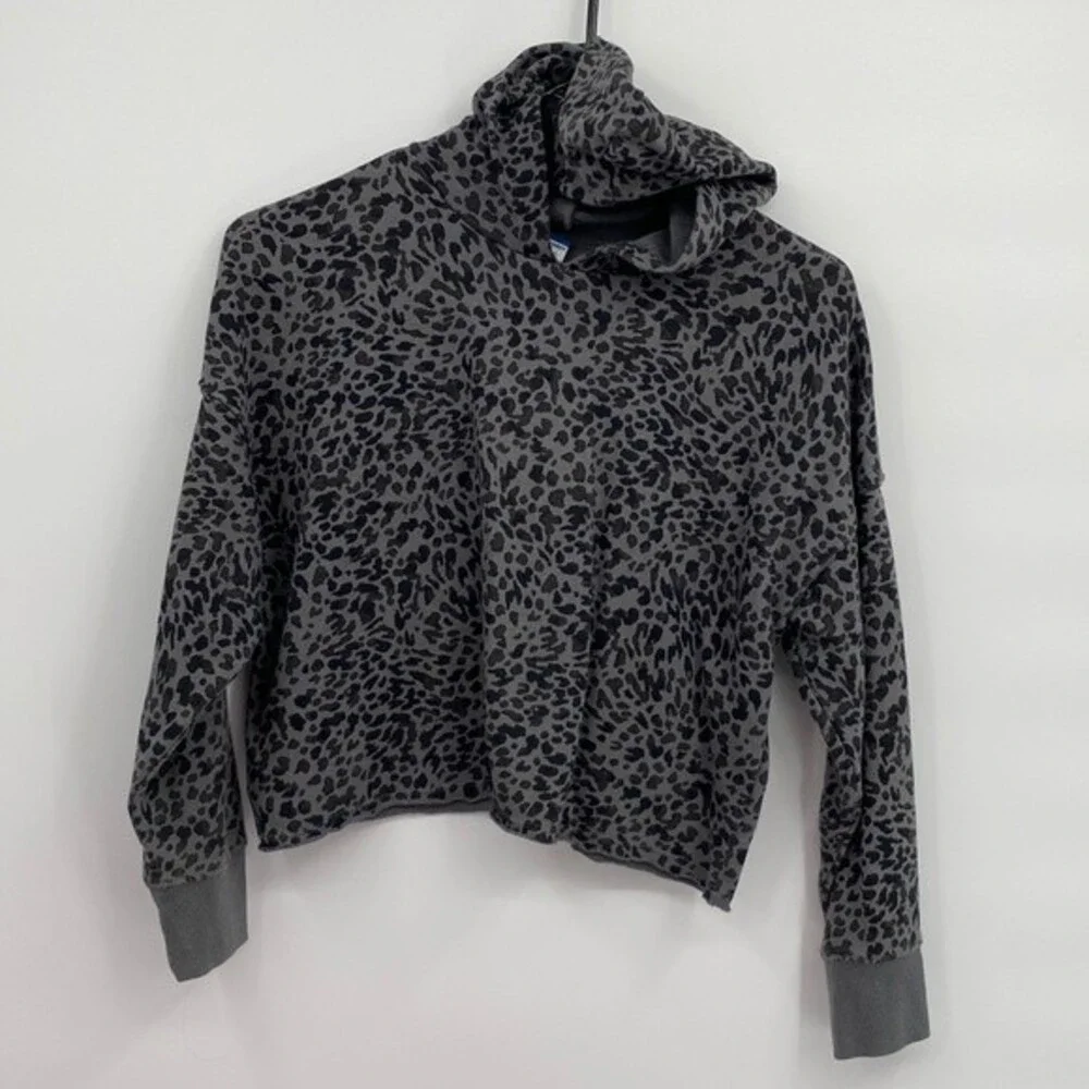 Old Navy Girls Cropped Hoodie Sweatshirt Vintage Raw Gray Oyster L 10-12 crop